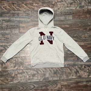 Old Navy Heather Gray Hoodie with Maroon Logo